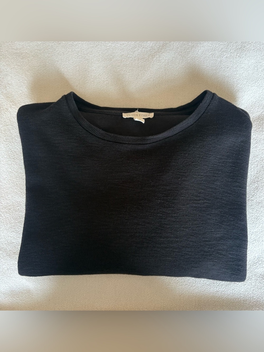 Eileen Fisher 100% organic cotton black oversized relaxed sweater size small - Picture 9 of 9